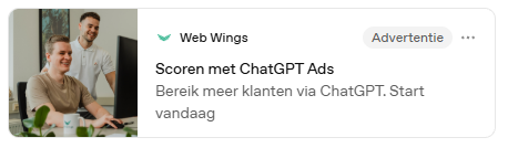 voorbeeld van chatgpt ads standaard advertentie