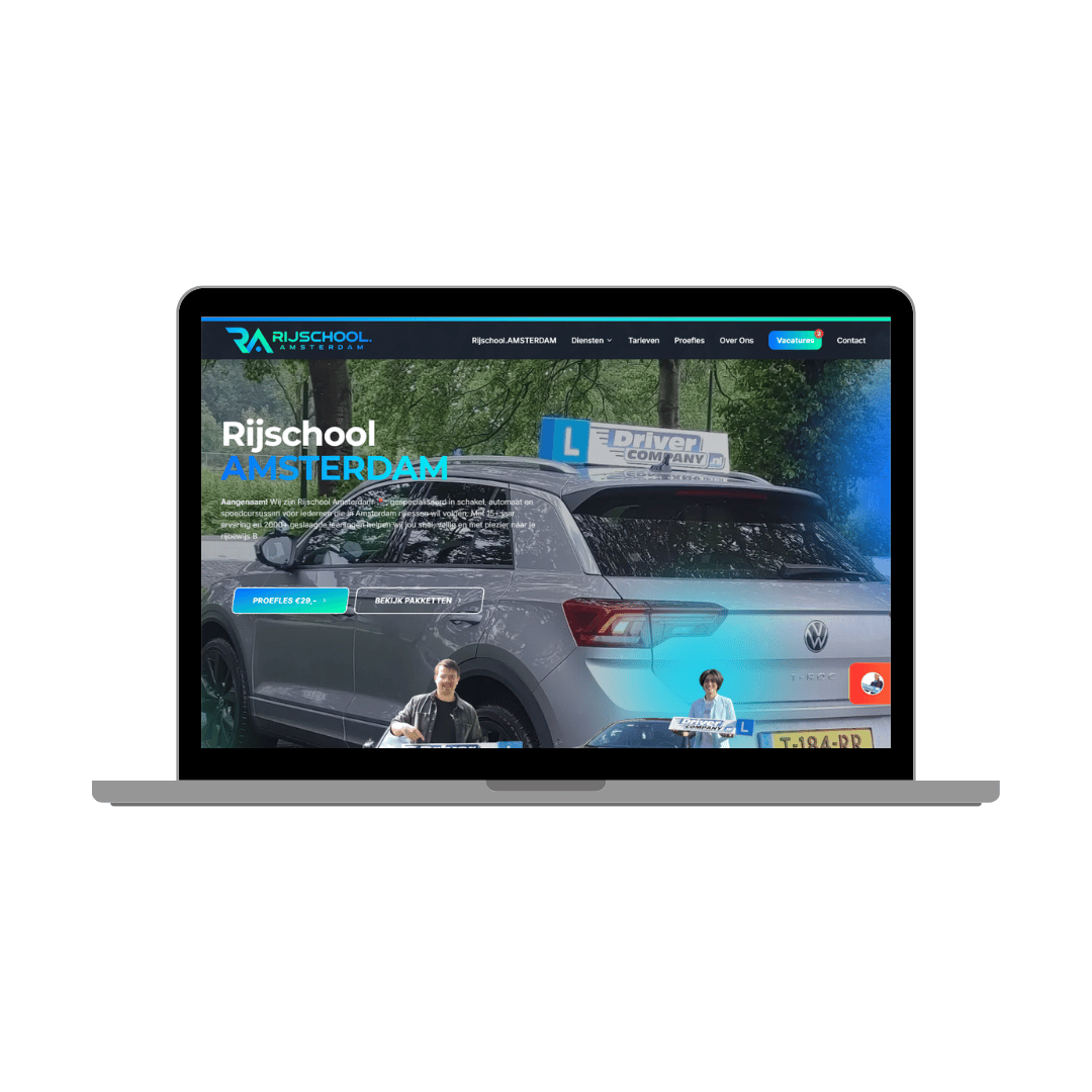 laptop met homepage rijschool amsterdam