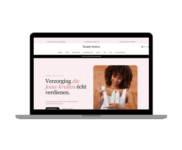 Laptop met de webshop van Beauty Source