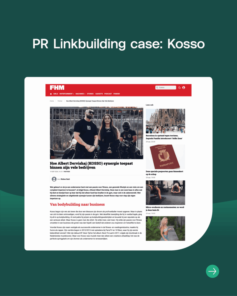 FHM PR linkbuilding case van Kosso