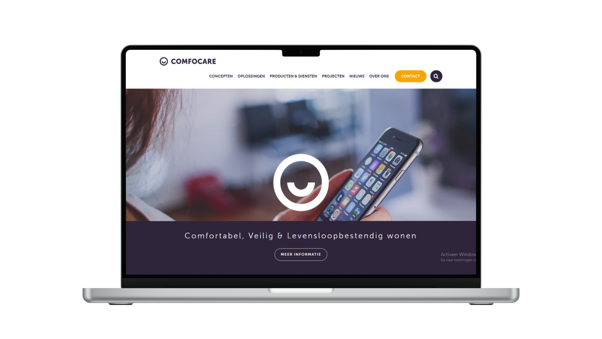 laptop met de website van comfocare